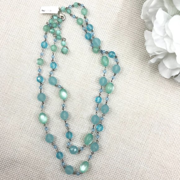 Beautiful Robert Rose Blue Beaded Gemstone Necklace - Picture 7 of 12